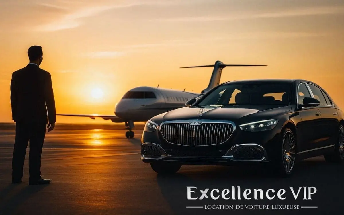 Jet privé et voiture de luxe avec chauffeur a l'aéroport